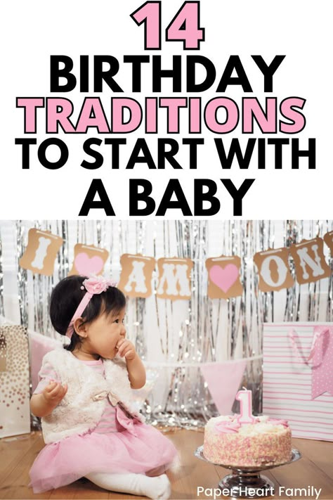 These birthday traditions to start at 1 are the perfect way to start making memories! These are the perfect first birthday ideas that will give you ALL the feels. Annual Birthday Photo Ideas, 1st Birthday Timeline, Cute Birthday Traditions, First Birthday Special Ideas, First Birthday Wake Up Mornings, Sentimental First Birthday Ideas, Family Birthday Traditions, Baby First Bday Ideas, 1st Birthday Memory Ideas