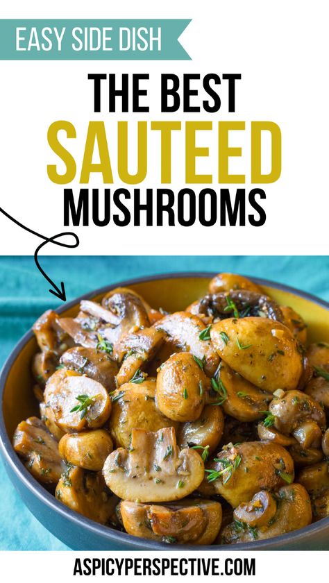 Learn how to make sauteed mushrooms that pair perfectly with steak or pasta. This mushroom side dish recipe features garlic, thyme, and a splash of red wine, delivering rich flavor in every bite. Ideal for a cozy dinner or a festive holiday mushroom side dish. Sides With Mushrooms, Superb Sauteed Mushrooms, Sauteed Mushrooms With Wine, Sautéed Mushrooms Recipe, Saute Vegetable Recipes, Steak Mushroom Recipes, Sauteed Mushroom Recipes, Easy Fresh Green Bean Recipes, Meals With Mushrooms