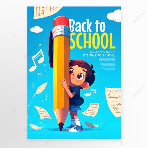 cartoon illustration pencil student test paper blue sky white clouds back to school day school sea Student Day Poster Design, Students Day Poster, Blue Sky White Clouds, Illustration Pencil, Seasons Posters, Test Paper, Students Day, Paper Blue, School Season