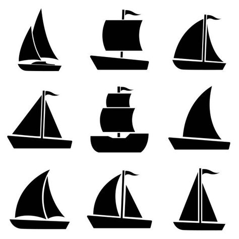 Boat Icon, Ship Silhouette, Boat Silhouette, Vintage Typography Design, Boat Vector, Boat Illustration, Navi A Vela, Boat Drawing, Adventure Logo