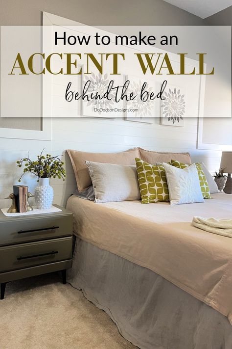 Accent Bedroom Wall Headboard With Paneling, Wall Art Above Arched Headboard, Peel And Stick Wallpaper Headboard, Shiplap Wall Behind Bed, Shiplap Headboard Wall, Shiplap Behind Bed, Behind The Bed Wall Decor, Shiplap Paneling Sheets, Accent Wall Headboard