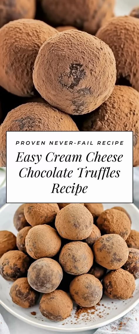 Image for Easy Cream Cheese Chocolate Truffles Recipe Chocolate Cream Cheese Truffles, Easy Chocolate Truffles 3 Ingredients, Chocolate Truffle Recipes, Homemade Truffles Chocolate, Kahlua Truffles, Truffles Recipe Easy, Cream Cheese Truffles, Easy Chocolate Truffles, Truffle Recipe Christmas