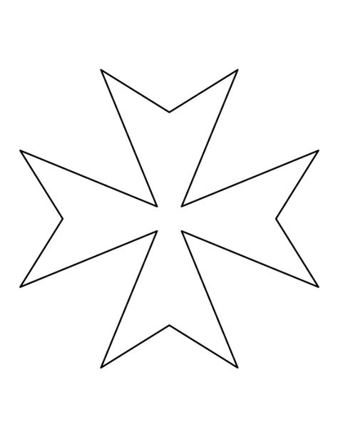 Maltese cross pattern. Use the printable outline for crafts, creating stencils, scrapbooking, and more. Free PDF template to download and print at http://patternuniverse.com/download/maltese-cross-pattern/ Cross Template, Free Symbol, Doodle Template, Free Symbols, Draw Zentangle, Marilyn Monroe Painting, Knight Party, Medieval Party, Printable Shapes