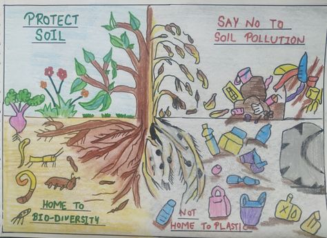 Protect soil # say no to soil pollution#Save soil Living Soil Poster, Soil Conservation Drawings, Soil And Water Conservation Poster Ideas, Soil Pollution Images For Project, Save Soil Poster Drawing, Save Soil Drawing, Soil Pollution Poster Drawing, Poster About Pollution, Save Soil Posters