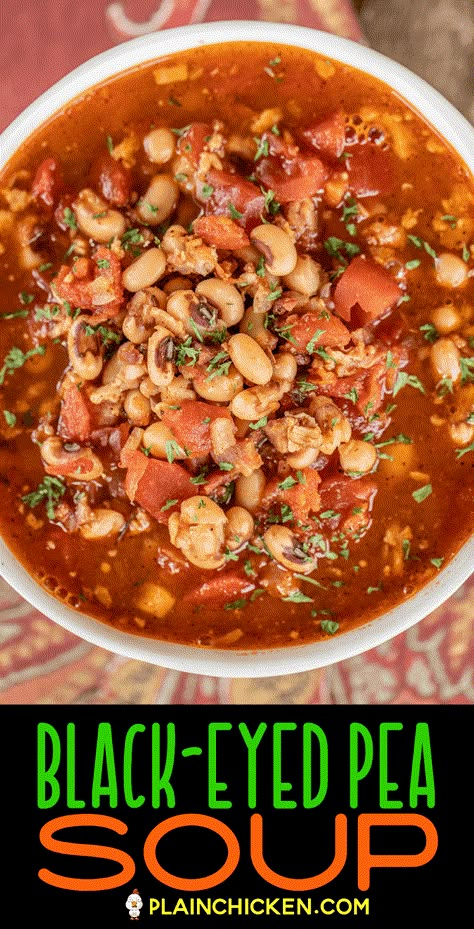 What To Do With Left Over Black Eyed Peas, Instant Pot Bean Soup, Chili Ideas, Blackeyed Pea Recipes, Bean Diet, Black Eyed Pea Soup, Black Eyed Peas Recipe, Paleo Soups, Black Eyed Pea