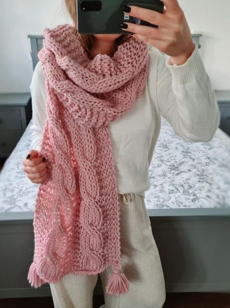 Knit Cable Scarf, Handmade Wool Scarf, Chunky Crochet Scarf, Hand Knitted Scarf, Chunky Knit Scarf, Scarf With Tassels, Scarf Blanket, Knitting Club, Cable Scarf