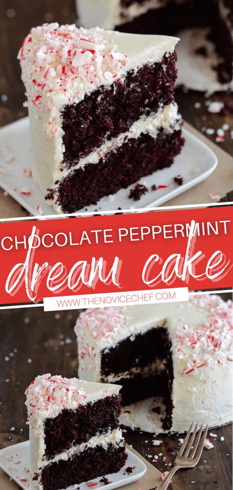 Peppermint Desserts, Peppermint Frosting, Chocolate Peppermint Cake, Peppermint Recipes, Peppermint Cake, Christmas Cakes Easy, Christmas Desserts Easy, Desserts Christmas, Christmas Cake Recipes