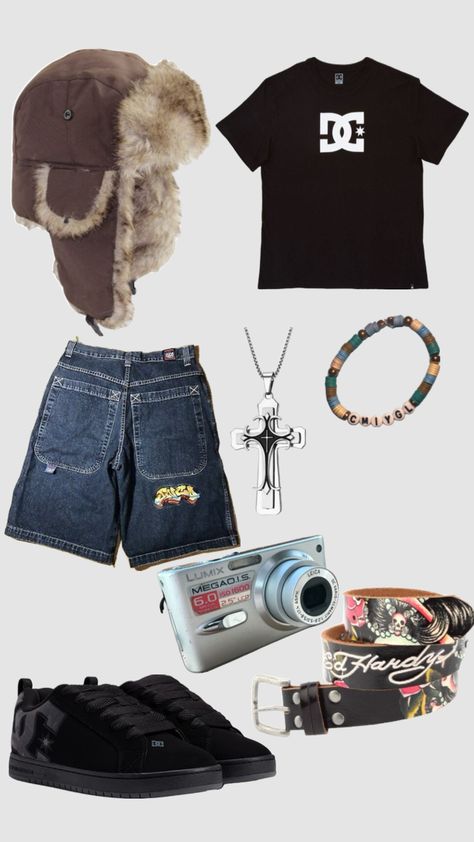 #outfitinspo #edhardy #jnco #dc Male Manipulator, Y2k Outfits Men, Gamer Fashion, Skater Outfit, Baggy Outfit Ideas, What Do I Want, Y2k Fits, Alt Grunge, Skater Fit