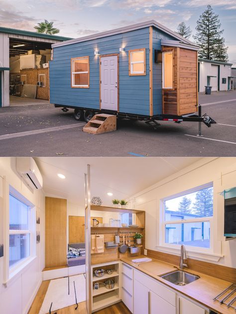 Single-Level Studio 20 Tiny House is Your Mobile Studio Apartment Simple Tiny House On Wheels, No Loft Tiny House On Wheels, 1 Floor Tiny House, Tiny House Exterior On Wheels, 20 Ft Tiny House On Wheels, Tiny House Studio Ideas, 8x12 Tiny House Floor Plans, Mobile Tiny House Design, Tiny House On Wheels Plans