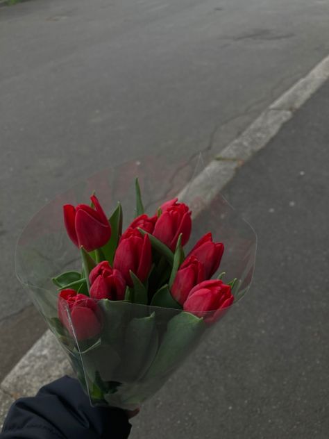 Red Tulips Aesthetic, Tulips Aesthetic, Virtual Flowers, Dark Vibes, Boquette Flowers, Tulip Bouquet, Nothing But Flowers, Spring Mood, Aesthetic Red