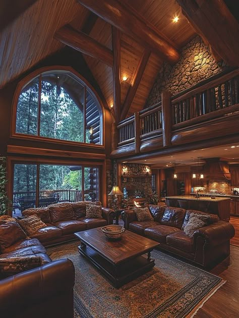 Attractive Log Cabins Big Cabin Interior, Gothic Cabin, Log Cabin Loft, Cabin 11 Hermes, Room Claims, Log Cabin Homes Interior, Au Inspiration, Log Cabin Mansions, Wood Cabins