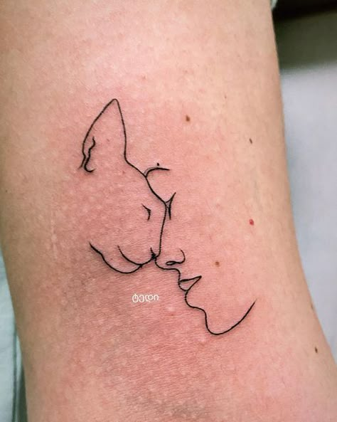 Cat Nose And Whiskers Tattoo, Cat Print Tattoo Ideas, Tattoos For My Cat, Cat Side Profile Tattoo, Cat And Human Tattoo, Tattoos To Remember Your Cat, Cat And Owner Tattoo, Cat In Heaven Tattoo, Memorial Tattoo For Cat