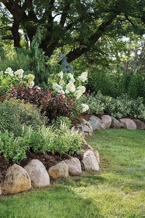 Large Rock Landscaping Ideas, Large Rock Landscaping, Water Garden Plants, Easy Perennials, Stone Cabin, Propane Tank Cover, Gazebo On Deck, Landscaping With Large Rocks Front Yard, Garden Rock Art