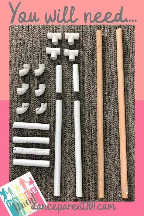 Home Ballet Barre, Diy Ballet Barre, Home Ballet Studio, Ballet Barres, Dance Parents, Ballet Room, Ballet Bar, Diy Rack, Pvc Pipe Crafts