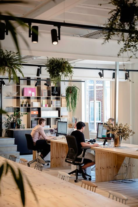 Lampen Office With Plants, Coworking Space Design, Inmobiliaria Ideas, Agency Office, Modular Lighting, Open Space Office, Cool Office Space, Modern Office Space, Office Design Inspiration