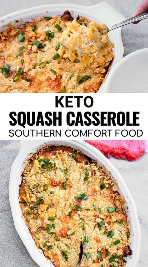 Keto Zucchini Boats, Southern Squash, Low Carb Thanksgiving Recipes, Southern Squash Casserole, Low Carb Comfort Food, Keto Comfort Food, Yellow Squash Casserole, Yellow Squash Recipes, Keto Holiday Recipes