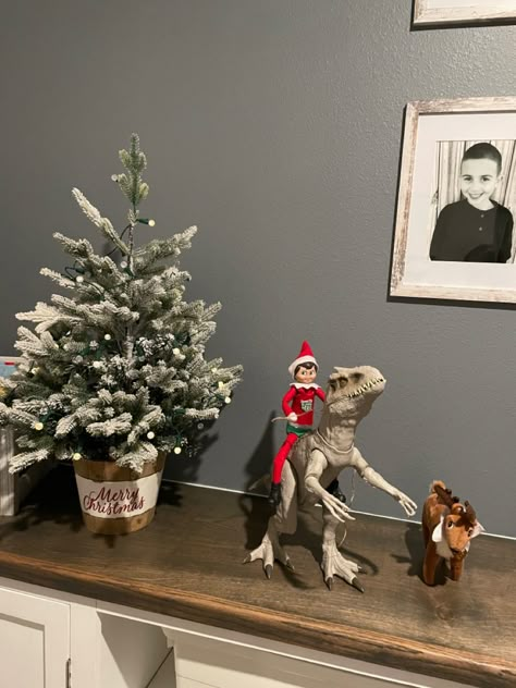 Elf on the shelf rides dinosaur Elf On Shelf Dinosaur, Awesome Elf On The Shelf Ideas, Elf Fun, Elf On Shelf, Elf On The Shelf Ideas, Shelf Ideas, On The Shelf, Elf On The Shelf, Elf