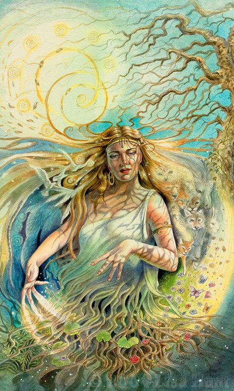 Jord the giantess of Earth in Norse mythology Tiamat Dragon, Mother Nature Goddess, Divine Tarot, Gaia Goddess, Symbole Viking, Nature Goddess, Legends And Myths, Greek Gods And Goddesses, Greek And Roman Mythology