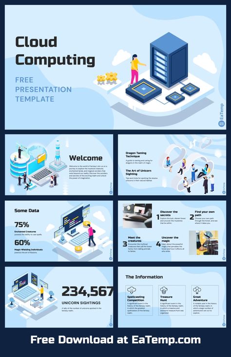 Cloud Computing PPT Presentation Template - Free PowerPoint Templates, Google Slides, Figma Deck And Resume Technology Ppt Template, Computer Presentation, Ppt Inspiration, Canva Learning, Powerpoint Slide Templates, Ppt Template Design, Presentation Slides Design, Powerpoint Free, Ppt Slides