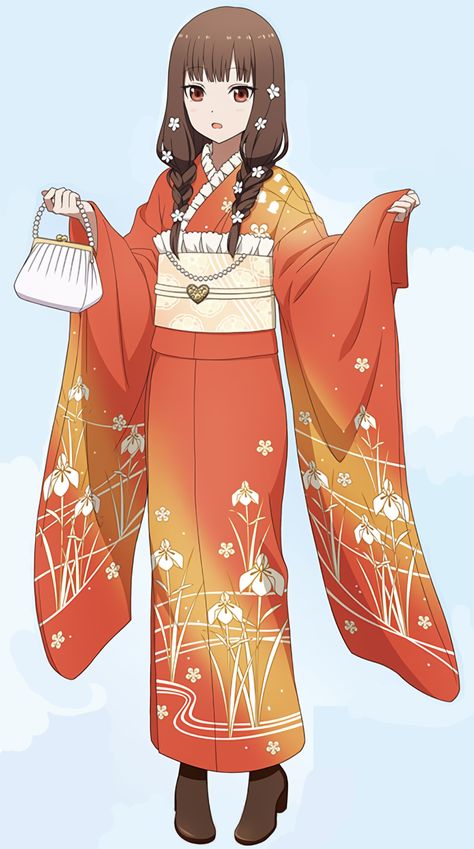 Kimono Outfit Ideas Drawing, Anime Female Oc, Kimono Poses, Poses Friends, Female Oc, Kimono Outfit, Anime Clothing, Anime Dress, Character Portraits