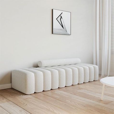 63-In W Velvet Loveseat Contemporary 2-Seater Armless Seating - White Couch Designs, Bench For Entryway, Living Room Ottoman, Hallway Bench, Minimalist Sofa, Dining Room Accessories, Velvet Loveseat, Entryway Shoe, Versatile Furniture