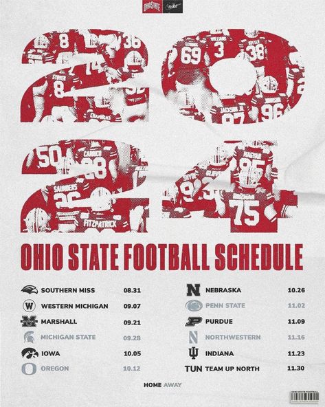 Graphic Design Schedule, Schedule Graphic, Season Art, Western Michigan, Ohio State Football, Seasons Art, Adobe Photoshop Lightroom, Penn State, Graphic Design Adobe