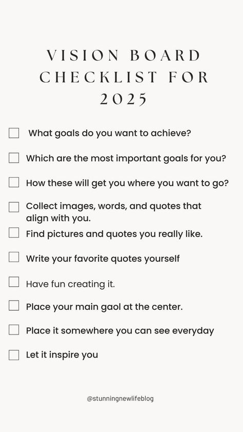 Vision Board Checklist: vision board, stories, vision board inspiration, vision board manifestation, creating a vision board, vision board examples, vision board diy, vision board success, goal setting ideas. Vision Board Brainstorm, Vision Boards Aesthetics, Vision Board Checklist Ideas, Vision Board Guidelines, Vision Board Category Ideas, Sample Vision Board Ideas, How To Make A Pinterest Vision Board, Ideas For Vision Board Goal Settings, 2025 That Girl Vision Board