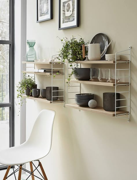 Modular Shelving System, String Shelf, Tiny Loft, String Pocket, String Furniture, String System, Stylish Sideboards, Ikea Kitchen Design, Swedish Furniture