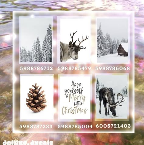 Aesthetic Christmas Decals Bloxburg, Bloxburg Christmas Color Schemes, Berry Ave Xmas Codes, Jellycat Decals Bloxburg, Winter Codes Bloxburg, Berry Ave Christmas Decals, Roblox Christmas Decals, Bloxburg Decals Pictures, Bloxburg Christmas Wallpaper Codes