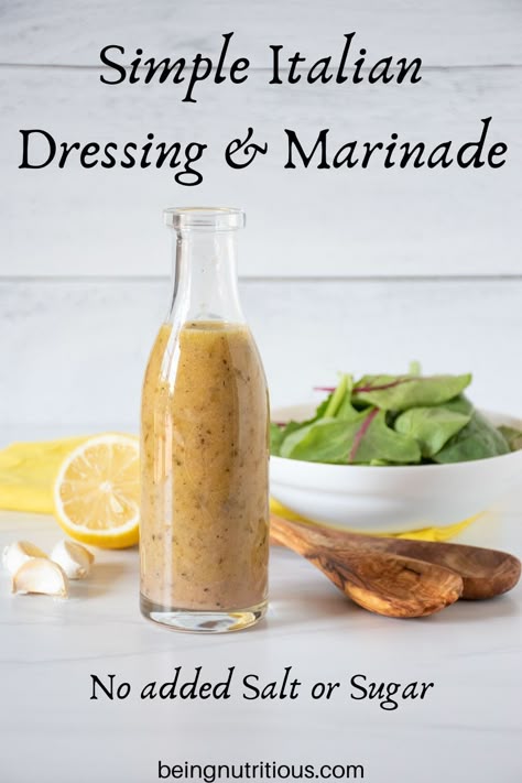 This simple Italian Salad Dressing and Marinade is bright and delicious, with no added salt or sugar. Perfect for your heart healthy lifestyle! Low Sodium Italian Dressing, Low Sodium Salad Dressing, Low Sodium Salad, Simple Italian Salad, Low Sodium Dressing, Sugar Free Salad Dressing, Italian Dressing Marinade, Healthy Dressing Recipes, Salt Free Recipes