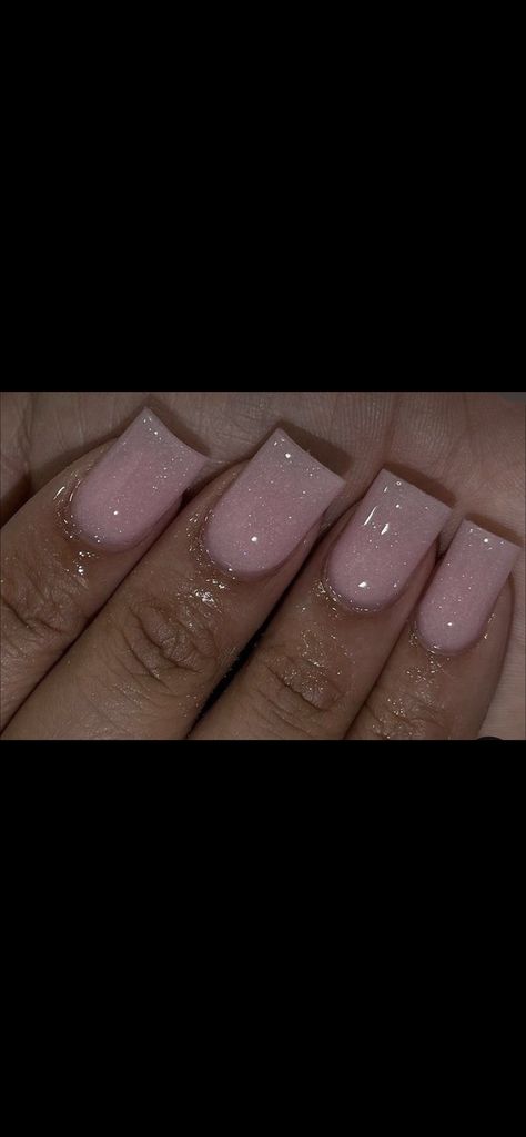 Simple But Sparkly Nails, Pink Shimmer Acrylic Nails, Short Square Clear Nails, Blush Pink Acrylic Nails Short, Simple Nails Prom, Short Acrylic Nails Square Homecoming, Cute Birthday Nails Acrylic Short, Sparkly Short Acrylic Nails, Glittery Pink Nails Short