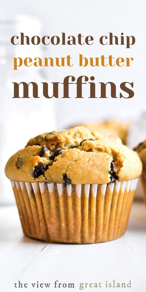 Peanut Butter Muffins Recipes, Peanut Butter Chocolate Chip Muffins, Butter Muffins, The View From Great Island, Peanut Butter Muffins, Homemade Muffins, Lost 100 Pounds, Butter Recipes, Peanut Butter Chips