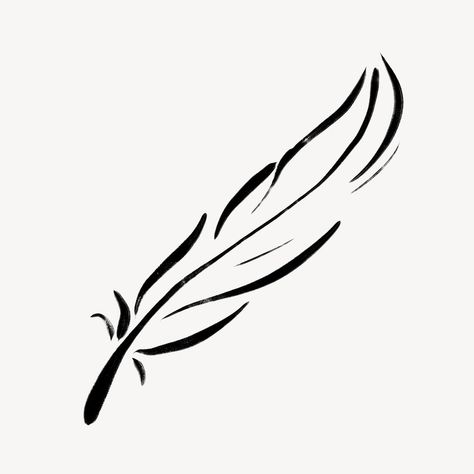 Feather clipart, drawing illustration, black and white design | free image by rawpixel.com / ton Feather Simple Drawing, One Line Feather Tattoo, Feather Graphic Design, Feather Outline Tattoo, Feather Line Drawing, Simple Feather Drawing, Feather Pen Drawing, Feather Line Art, Feather Doodle