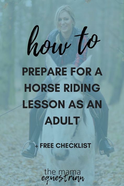 How to Prepare for a Horse Riding Lesson as an Adult JUNE 6, 2018 / THEMAMAEQUESTRIAN When I started riding lessons a few months ago I was starting them off the back of having had owned horses for over 7 years. Admittedly, I hadn’t done a lot of riding in those years but I was lucky in that I already owned a lot of the required equipment and had a fair idea of what to expect from lessons. If you’ve been out of the saddle for a while, or if you’re starting lessons for the first time ever, then Horse Adventure, Horseback Riding Tips, Horseback Riding Lessons, Horse Lessons, Jump Training, Horse Information, Dressage Training, Horse Knowledge, Riding School