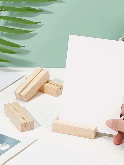 5pcs Wooden Place Card Holder | SHEIN UK Wooden Place Card Holders, Place Card Holder, Place Card, Place Cards, Card Holders, First Order, Thank You Cards, How To Find Out, Card Holder