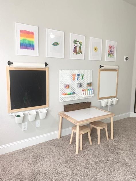 Camera Montessori, Playrooms Ideas, Small Kids Playrooms, Playroom Idea, Organization Playroom, Playroom Decoration, Playroom Inspiration, Small Playroom, Minecraft Basement