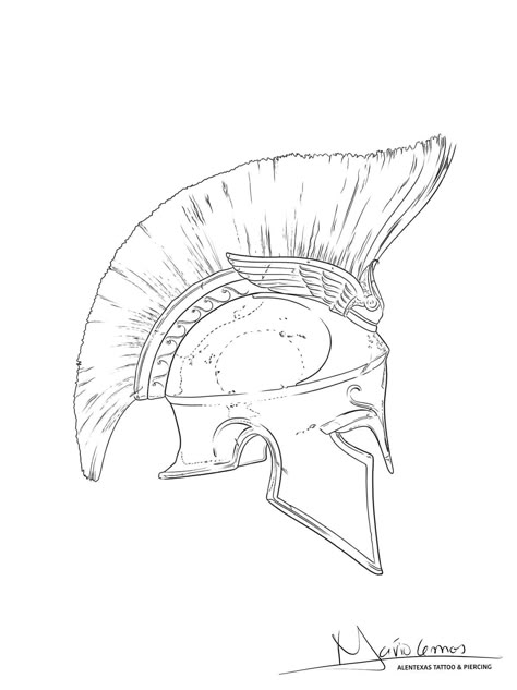 Achilles Helmet Drawing, Drawings Of Knights, Gladiator Tattoo Stencil, Spartan Warrior Drawing, Spartan Tattoo Stencil, Spartan Sketch, Achilles Drawing, Roman Tattoo Design, Tattoo Sleeve Stencil