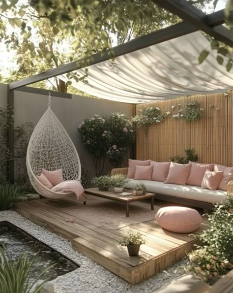 Patio Decorating Ideas Small Space, Outdoor Seating Decor, Small Garden Seating Area Ideas, Modern Backyard Ideas On A Budget, Amazing Outdoor Spaces, Outdoor Furniture Ideas For Small Spaces, Small Yard Decor, Front Garden Seating Ideas, Outdoor Gardens Design Small Spaces