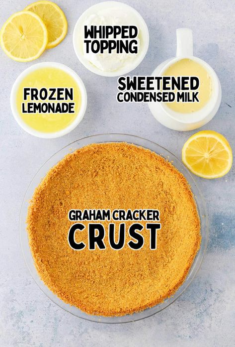 Delicious Frozen Lemonade Pie (Easy Recipe) Lemon Pie Made With Frozen Lemonade, Frozen Lemonade Pie Southern Living, Lemon Icebox Pie With Frozen Lemonade, Easy Ice Box Pie, Frozen Lemonade Pie Recipe, Lemon Ice Box Pie Recipe Frozen Lemonade, Frozen Limeade Pie, Cheat Lemon Pie, Frozen Lemon Pie