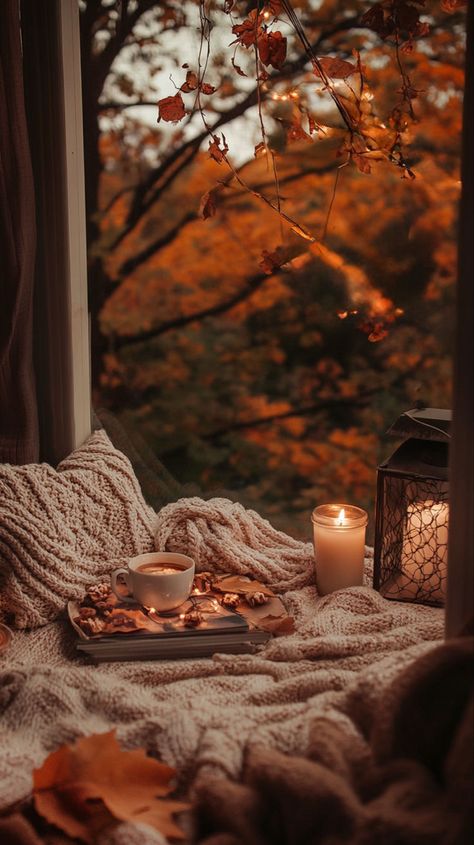 Fall Decor Wallpaper Iphone, Cozy Cabin Wallpaper, October Cozy Aesthetic, Cozy Fall Reading Nook, Fall I Phone Wallpaper Aesthetic, November Iphone Background, Cozycore Wallpaper, Iphone Wallpaper Aesthetic Autumn, Cozy October Aesthetic