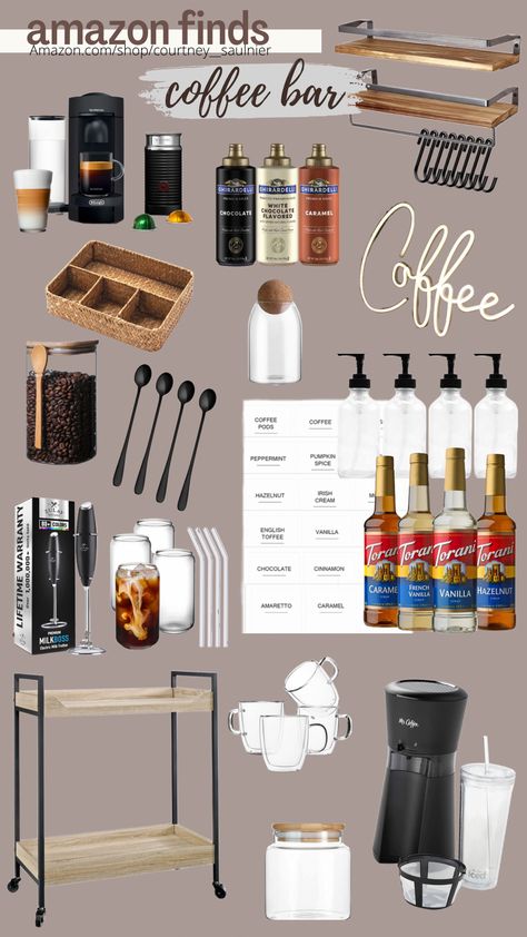 Amazon Coffee Bar, Office Coffee Station, Coffee Bar Cart, Coffee/wine Bar, Coffee Organization, Coin Café, Coffee Bar Station, Coffee Bar Ideas, Coffee Area