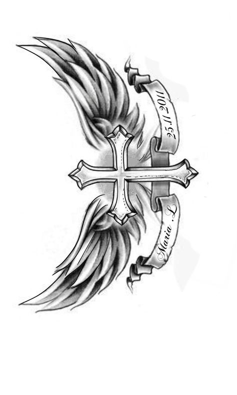 Artful Tattoos, Cross With Wings Tattoo, Christus Tattoo, Chest Tattoo Drawings, Cross With Wings, Card Tattoo Designs, Tattoo Posters, Cross Tattoos For Women, Cross Tattoo For Men