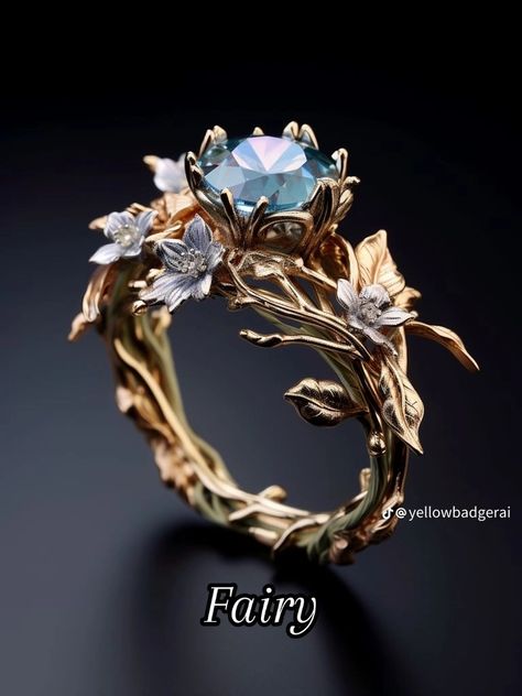 Fairy Rings Aesthetic, Fairy Tail Wedding Ring, Fairy Wedding Rings, Dragon Engagement Ring, Fantasy Wedding Rings, Fantasy Rings, Fairy Rings, Elven Ring, Fairytale Engagement Rings