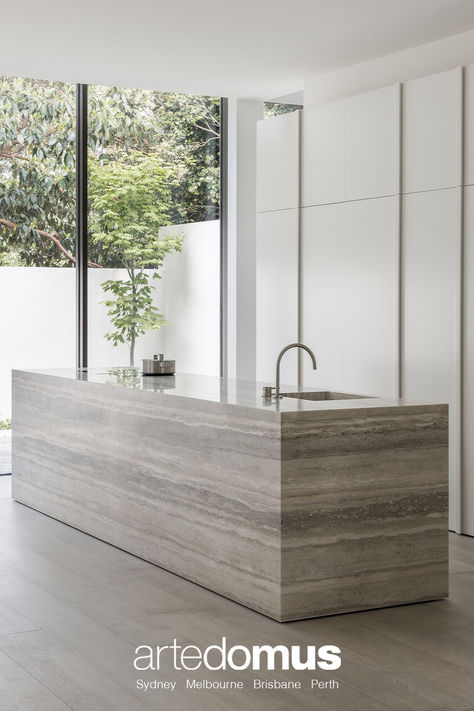 Explore our extensive range of stone and porcelain kitchen benchtop solutions. In Stock. Available nationwide. Silver Travertine, Parisian Apartment, Minimalism Interior, Local Design, Apartment Design, Contemporary Interior, Modern Kitchen Design, Kitchen Interior, Interior Inspiration