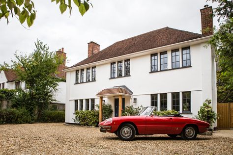 1920s House Exterior Uk, 1920 House Exterior, 1920s House Exterior, 1920s Family, Scandinavian House Exterior, Steel Patio Doors, Contemporary Open Plan Kitchens, 1920 House, House Exterior Uk