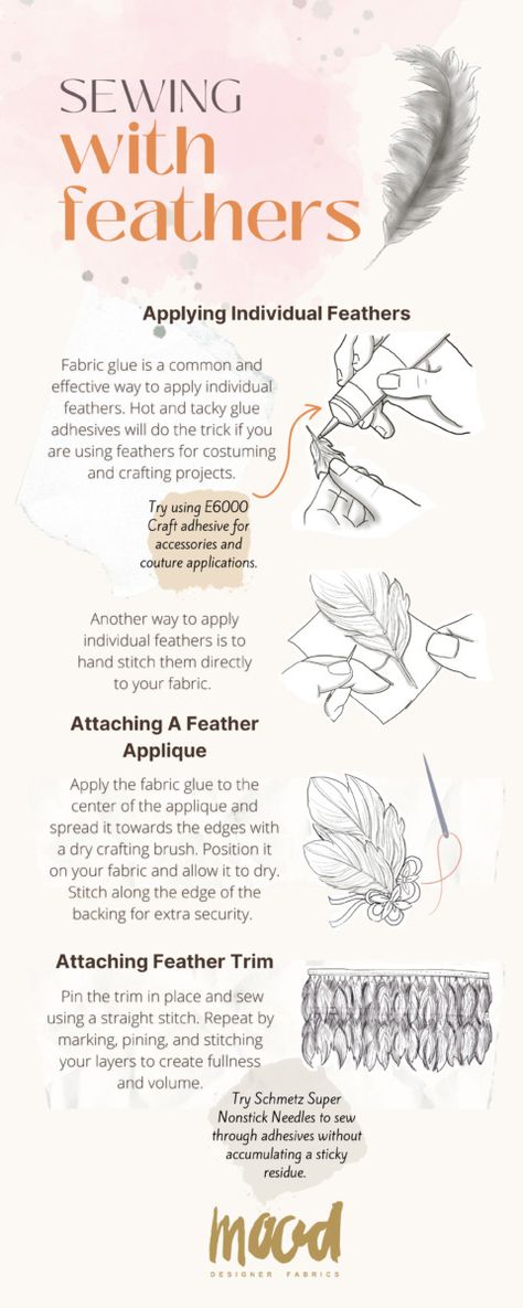 Sewing Feathers To Fabric, How To Attach Feathers To Fabric, How To Sew Feathers On A Dress, How To Sew Feathers On Fabric, Diy Feathers How To Make, How To Make Feathers, Stolas Cosplay, How To Sew Sequins, Clown Drag