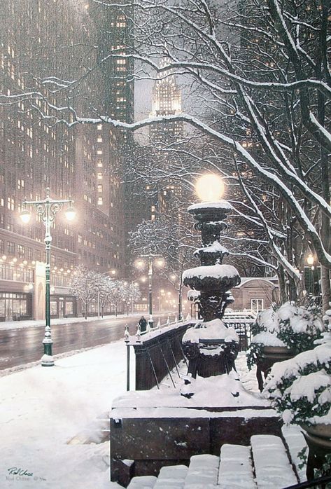 New York Noel, Nyc Art Print, Winter In New York, Snow Light, Snow Place, Vintage Nyc, Nyc Christmas, Snow Pictures, Winter City