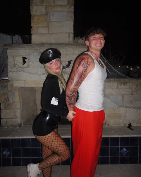 Cop and inmate couple costume Couple Costumes Cop And Prisoner Costume, Hot Cop And Prisoner Costume, Couples Costumes Cop And Prisoner, Swat Couple Costumes, Cop And Jailer Costume Couple, Army Halloween Costumes Couples, Cop And Robber Couple Costume, Inmate And Cop Couple Costume, Cop Prisoner Costume Couple