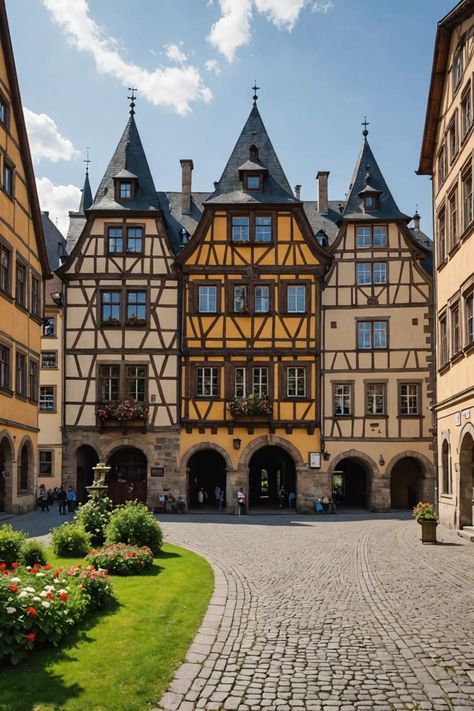 Step Back in Time: Explore These Historical Landmarks in Germany! German Architecture Aesthetic, Germany Landmarks, Germany Buildings, Germany Houses, Ancient Germany, Germany Wallpaper, European Landmarks, Architecture Germany, Drawing Buildings