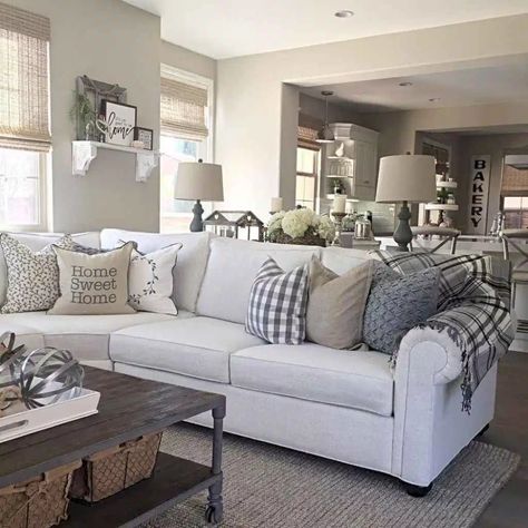 farmhouse living room ideas - Google Search Cozy Modern Farmhouse Living Room, Living Room Couches, Cozy Farmhouse Living Room, Modern Farmhouse Living Room Decor, Farmhouse Living Room Decor Ideas, Room Couches, Rustic Farmhouse Living Room, Farmhouse Style Living Room, Modern Farmhouse Living